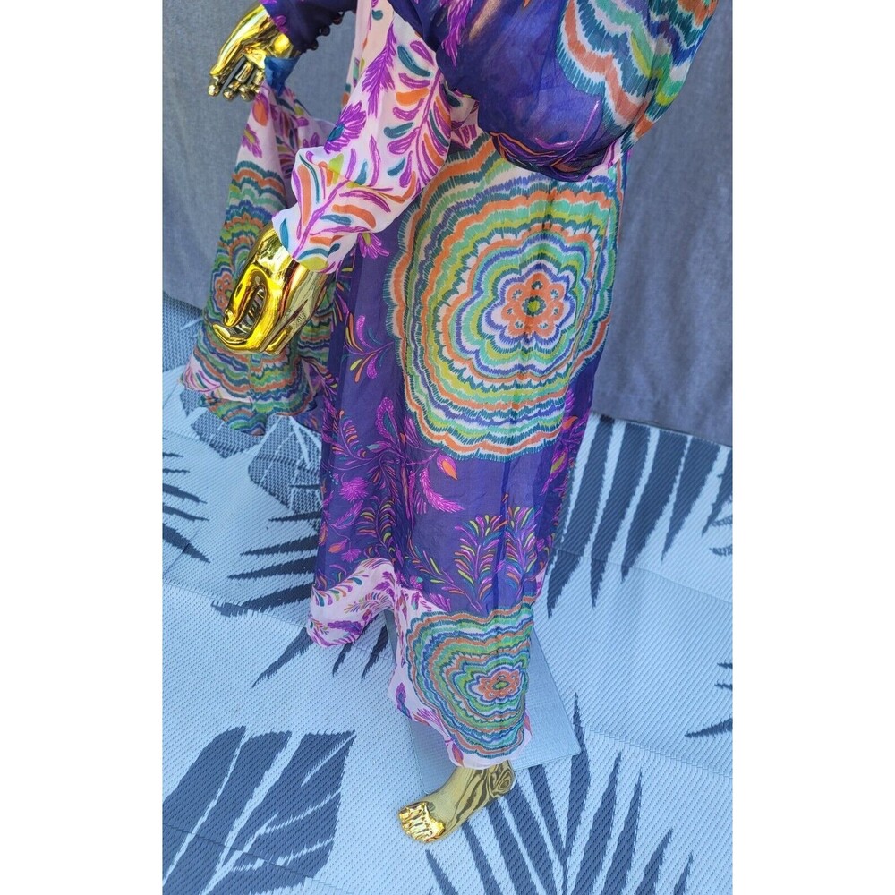 Vintage Lanvin Elizabeth Arden Fantasy Floral Print Silk Organza Maxi dress 1970 - Picture 11 of 16